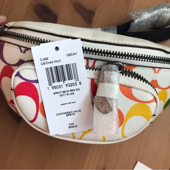 🌈 Coach Sprint Belt Bag 24 In Rainbow Signature Canvas - Picture 14 of 14